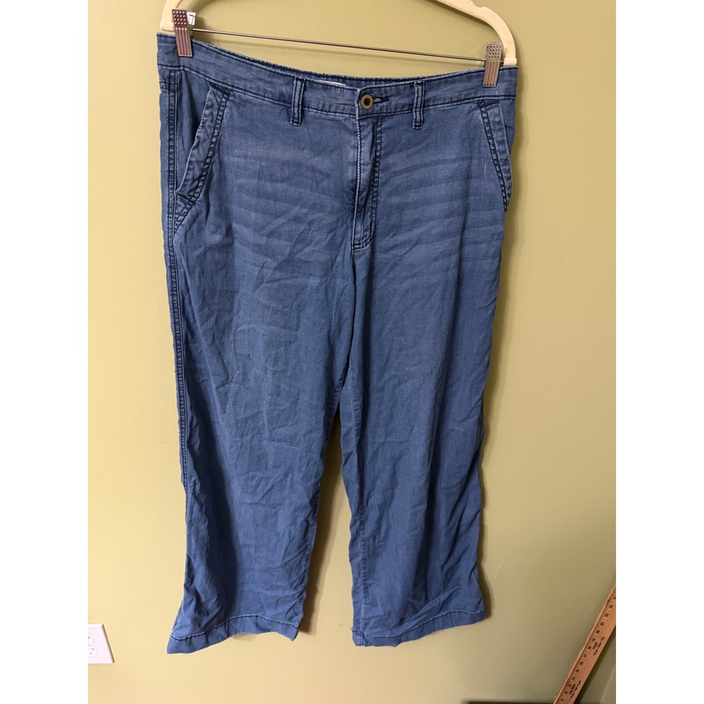 Nine West Jeans Womens 10 Blue Wide Leg Denim Pants Chambray High Rise Light